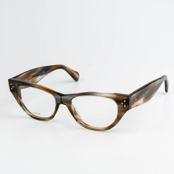 NEW Celine CL50040I 055 Striped Blue Brown Havana Women Cat Eye Eyeglasses - Picture 1 of 12